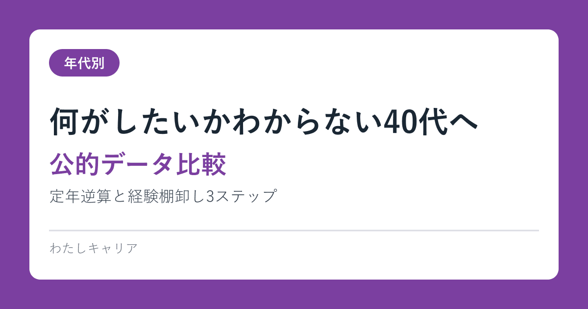 何がしたいかわからない40代へ｜定年逆算と経験棚卸し3ステップ【公的データ比較】
